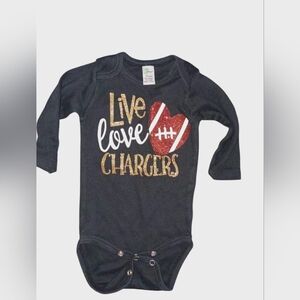 Laughing Giraffes Baby Girls 3-6m Football Onesie One Piece Live Love Chargers